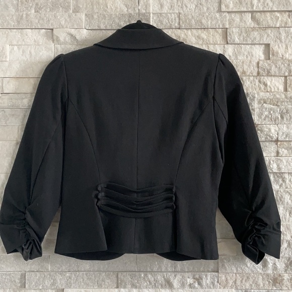 XOXO Three Quarter Sleeve Cropped One Button Black Blazer Jacket - Picture 5 of 8